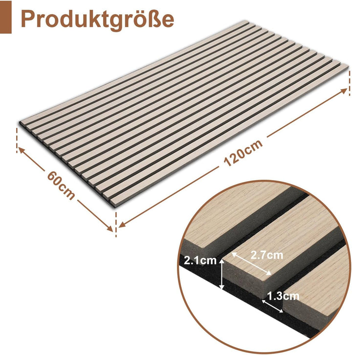 Akustikpaneele Holz 2,88㎡ - 4er Set 120x60cm Wandverkleidung Wandpaneele 3D Wall Panel Wandpaneele a