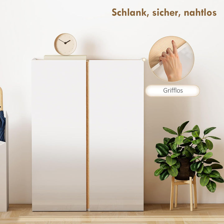 HOMCOM Schuhschrank mit 2 Hochglanz Türen Schuhregal Schuhkommode mit 6 Verstellbaren Fächern Schuha