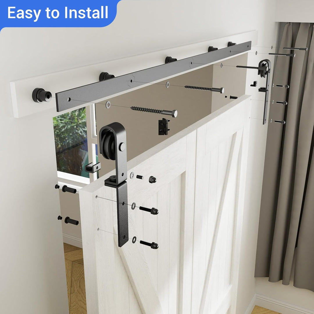 76.3cm/2.5FT Bifold Schiebetürbeschlag Schiebetüren Schiebetürsystem Komplettset Laufschiene Rollen