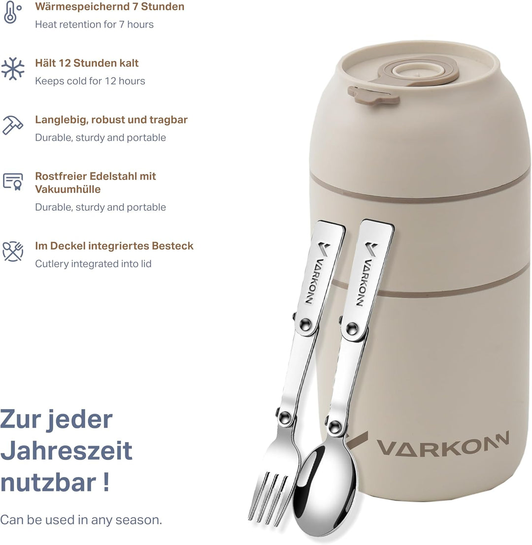 Thermobehälter für Essen 780 ml, faltbare Edelstahl Besteck, Für Kinder & Erwachsene, BPA frei, 100%