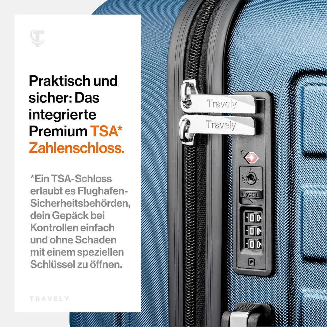 Travely Premium Koffer 24" Jede Menge Platz mit mehr als 75L Volumen, sehr robuster Hartschalen Koff