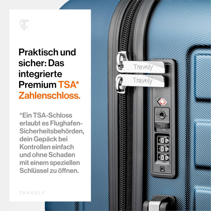 Travely Premium Koffer 24" Jede Menge Platz mit mehr als 75L Volumen, sehr robuster Hartschalen Koff