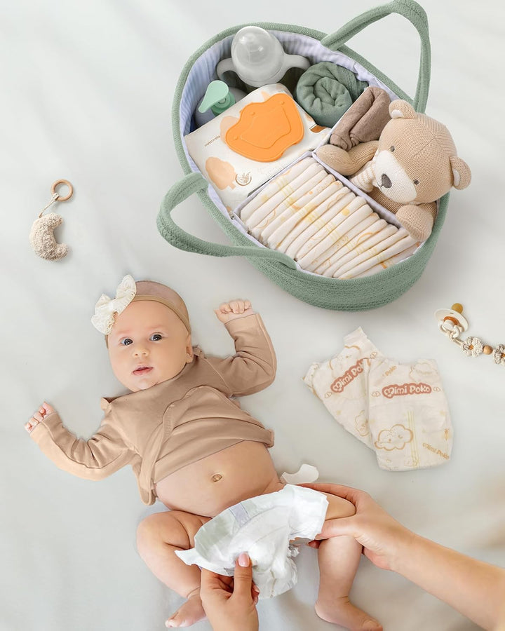 Maliton Wickeltisch Organizer，Baby Organizer Korb，Aufbewahrungskorb für den Wickeltisch，Windel Caddy