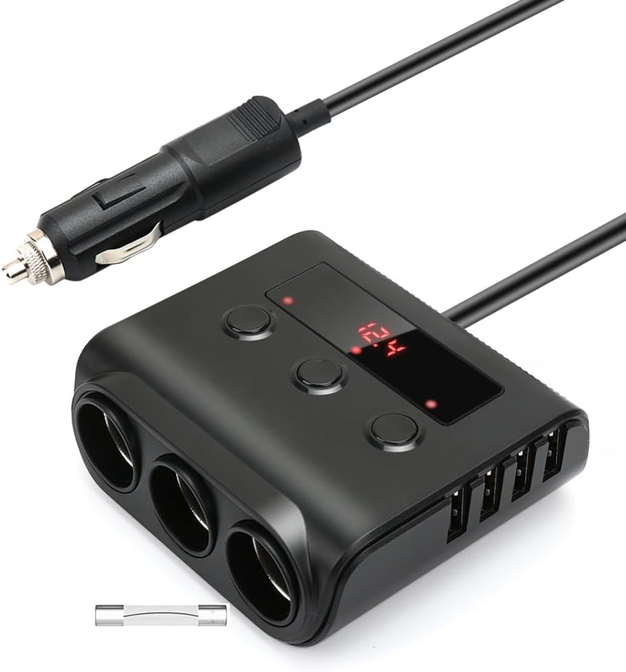 Auto Ladegerät Car Charger, 3 Fach KFZ Verteiler 12/24V Mehrfachstecker Zigarettenanzünder USB Autol