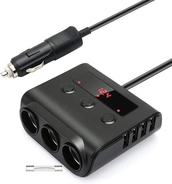 Auto Ladegerät Car Charger, 3 Fach KFZ Verteiler 12/24V Mehrfachstecker Zigarettenanzünder USB Autol