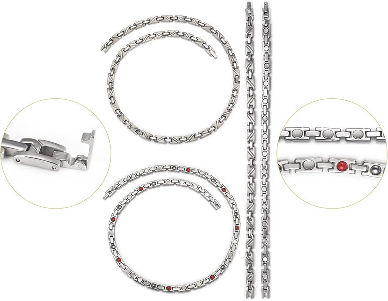 EnerCoppeX Klassischer magnetischer Schmuck für Männer und Frauen, Halskette + Fusskettchen, geeigne