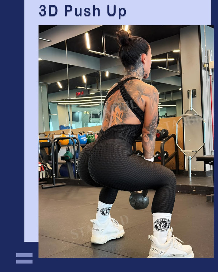 STARBILD Damen Yoga Jumpsuit Ärmellos Rückenfrei Eng Anliegender, Fitness Overall für Gym Workout, K