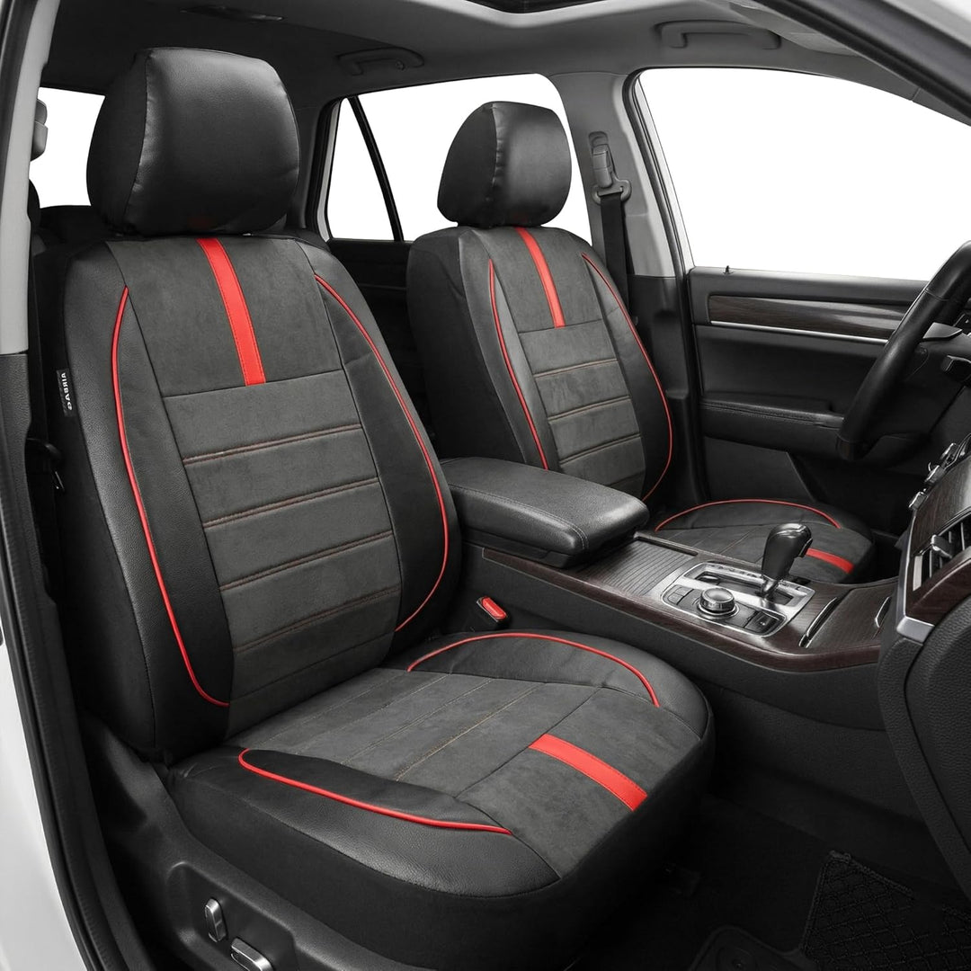 TOYOUN Klassische Vordersitzbezüge, aus PU-Leder, Paar Vordersitzbezüge, universell, Airbag-kompatib