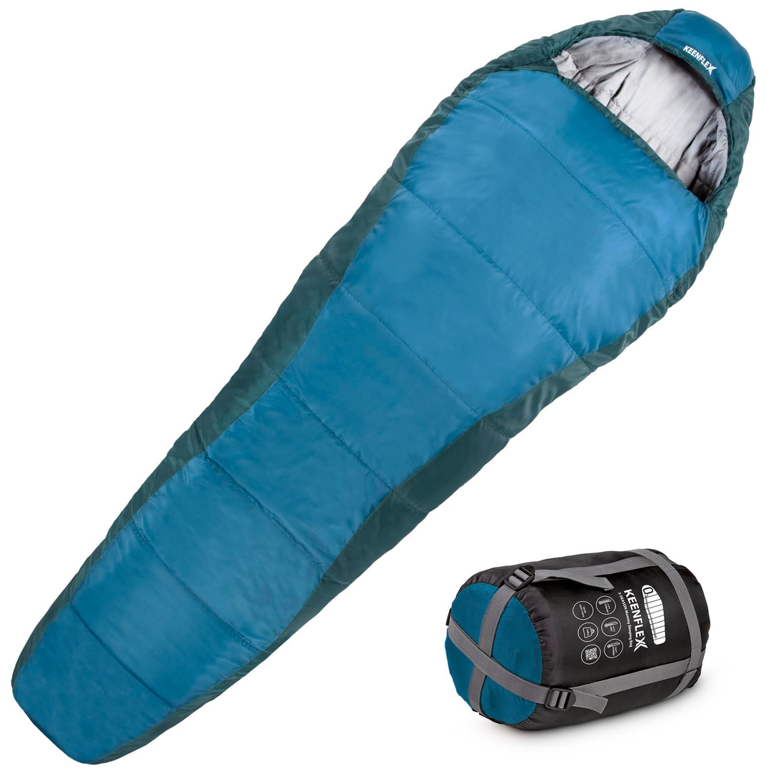 Schlafsack Outdoor 2-3 Jahreszeiten 950g/1500g Ultraleicht Mumienschlafsack kleines packmass Blau +7