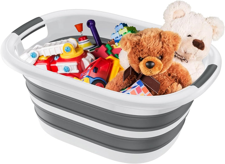 UISEBRT 26L Faltbarer Wäschekorb aus PP+TPE, Platzsparender Laundry Basket mit Griffen, Portable Was