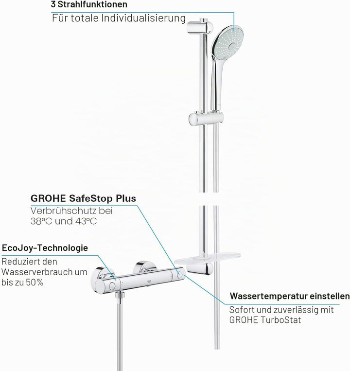 GROHE Grohtherm 1000 Cosmopolitan Thermostat-Brauseset (DN 15) chrom, 34286002