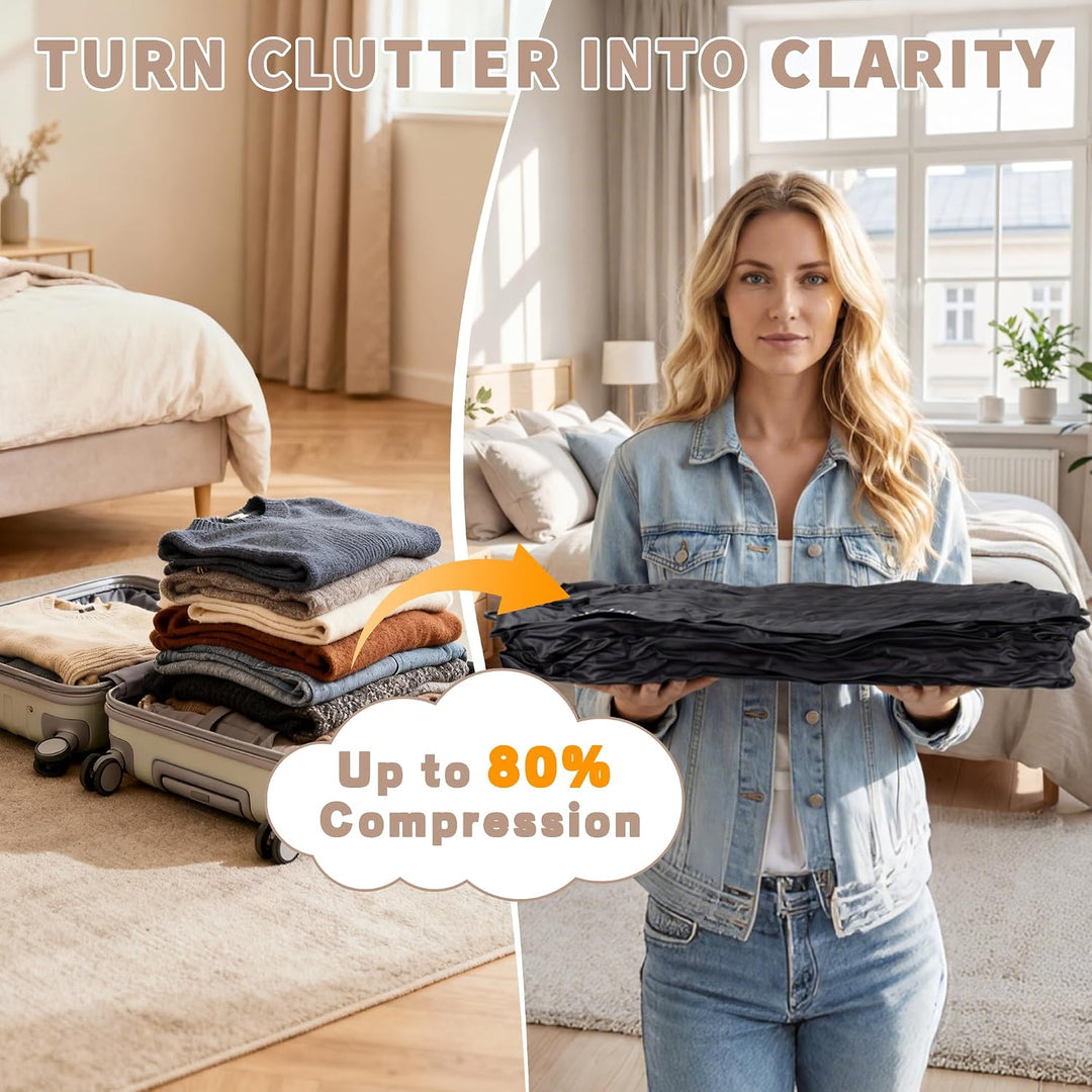 Vakuumbeutel für Kleidung Wiederverwendbar TPU Vakuumierbeutel mit Luftdichtem Ventil Reise Nylon Or