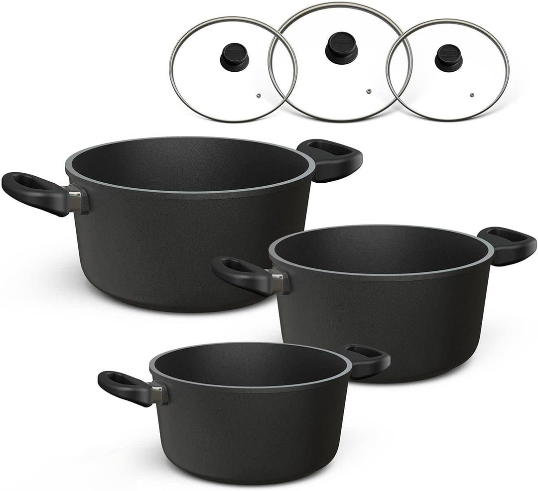 Hoffmann Topfset Induktion mit Glasdeckel, 6-teilig I Set alle Herdarten auch Induktion I Töpfe Made