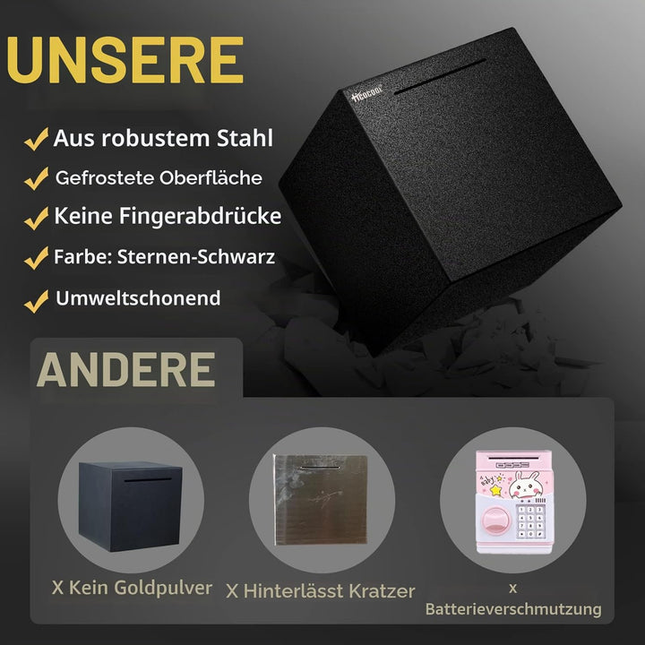 Erwachsene Spardose Edelstahl Safe Sparbüchsen für Erwachsene Einsparungen Echte Spardose (19cm) Sch