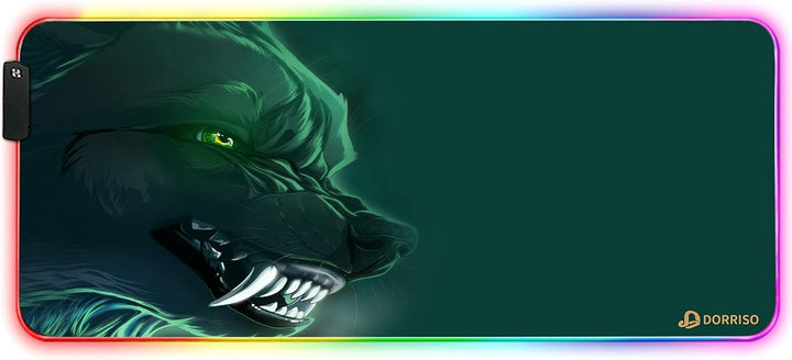 DORRISO RGB Gaming Mauspad 900x400x4 mm XXL Grosse Mousepad Fransenfreie Ränder Wasserdicht Tischunt