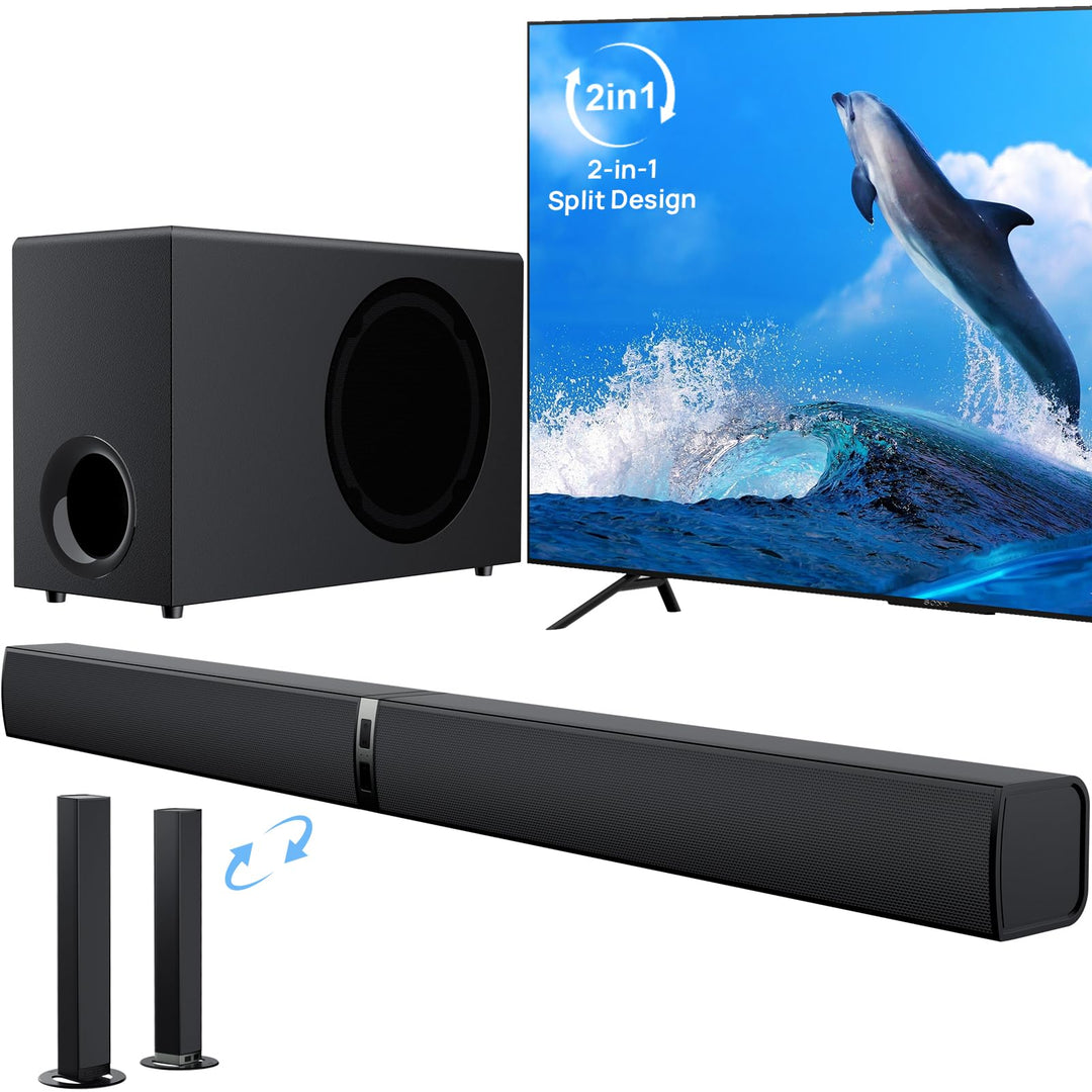 GarageRock Soundbar mit Subwoofer für TV Geräte, 120W 2-in-1 Soundbar TV Heimkino Soundsystem, 1 Set