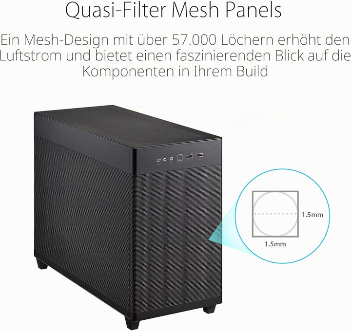 ASUS Prime AP201 MicroATX PC-Gehäuse (33 Liter, unterstützt 360-mm-Kühler, Grafikkarten bis 338 mm L