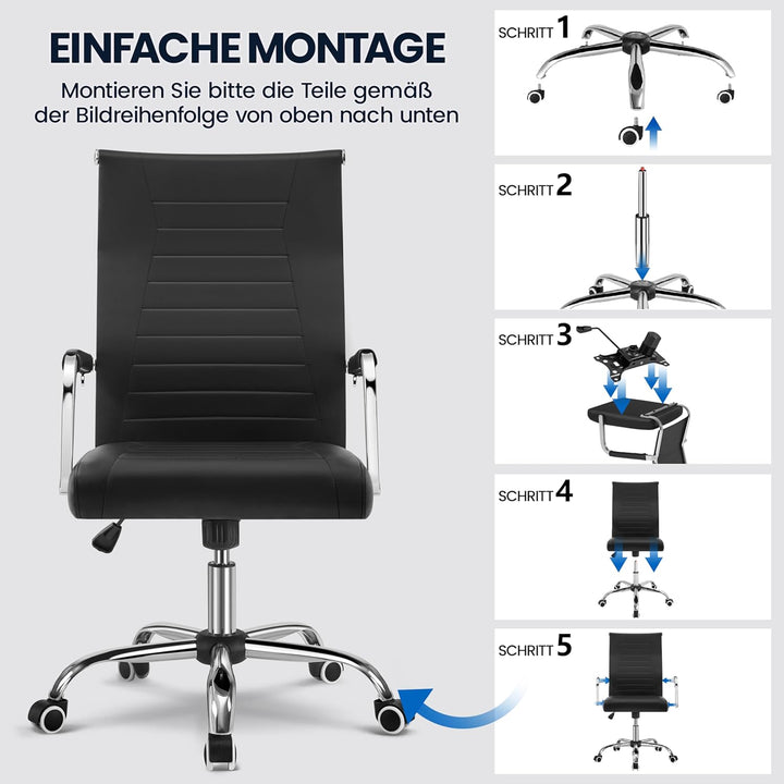 Yaheetech Bürostuhl ergonomischer Schreibtischstuhl mit Armlehnen, Chefsessel Computerstuhl hoher Rü