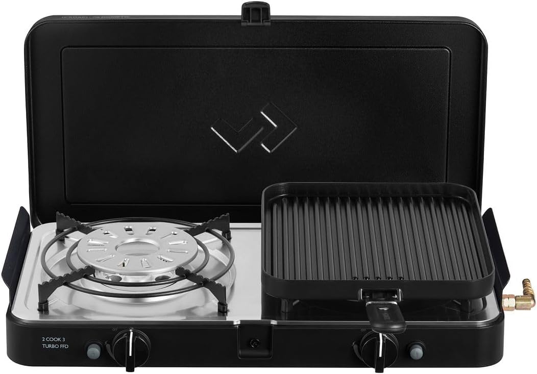 CADAC - 2 Cook 3 Turbo Deluxe - Plastik - Stahl - Aluminium - Gas Barbecue - Camping Grill - Schwarz