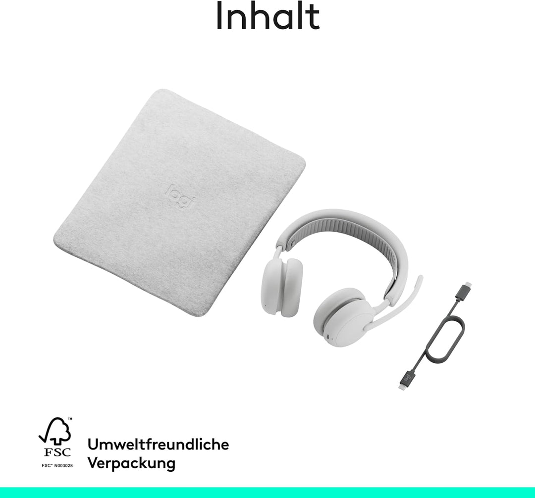 Logitech Zone Wireless 2 ES – kabelloses Headset mit Geräuschunterdrückung, adaptiver Hybrid-ANC, Bl