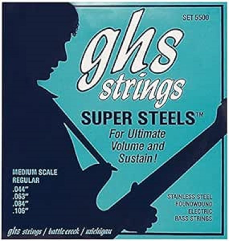 GHS Super Steels - 5500 - Bass String Set, 4-String, Regular, .044-.106, Medium Scale