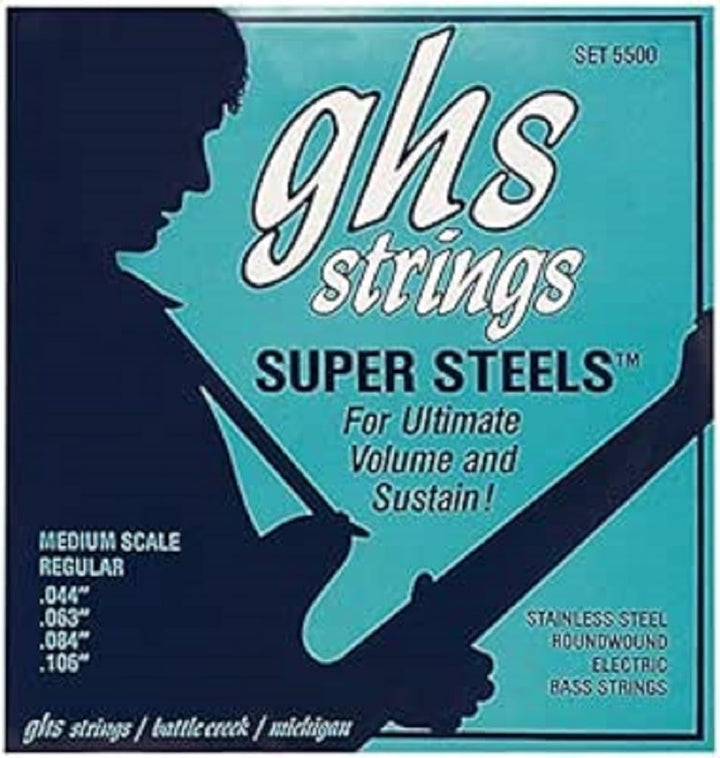 GHS Super Steels - 5500 - Bass String Set, 4-String, Regular, .044-.106, Medium Scale