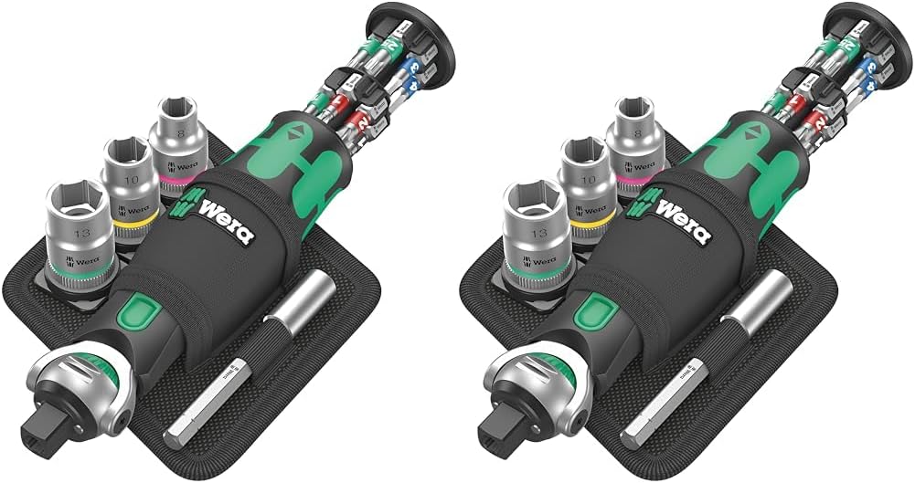 Wera 05004281001 8009 Zyklop Pocket Set 2, Knarren Satz, 17-teilig, Schwarz-grün (Packung mit 2) 800