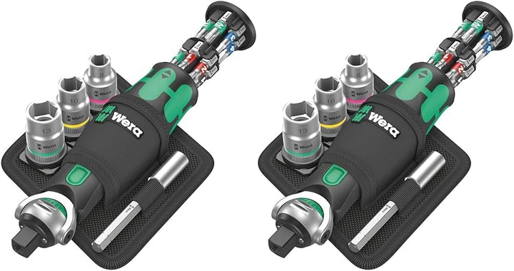 Wera 05004281001 8009 Zyklop Pocket Set 2, Knarren Satz, 17-teilig, Schwarz-grün (Packung mit 2) 800