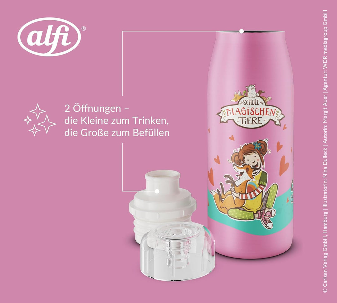 alfi KIDS ISO BOTTLE 350ml,Ida- Schule der Magischen Tiere, Isoliertrinkflasche Kinder Edelstahl, di