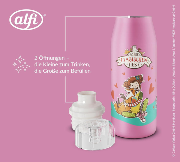 alfi KIDS ISO BOTTLE 350ml,Ida- Schule der Magischen Tiere, Isoliertrinkflasche Kinder Edelstahl, di