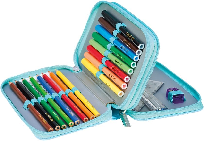 Herlitz Federmäppchen Doppel mit Ausrüstung, Kinder Tasche für Schulutensilien, Funktionelles Utensi