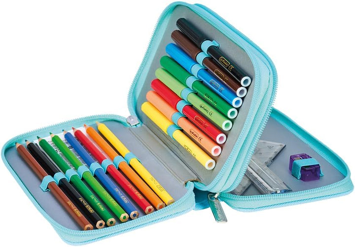 Herlitz Federmäppchen Doppel mit Ausrüstung, Kinder Tasche für Schulutensilien, Funktionelles Utensi
