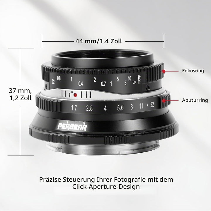 Pergear 25mm F1.7 Objektiv X Mount für Fujifilm, Manueller Fokus mit Grosser Blende Objektiv Fuji X