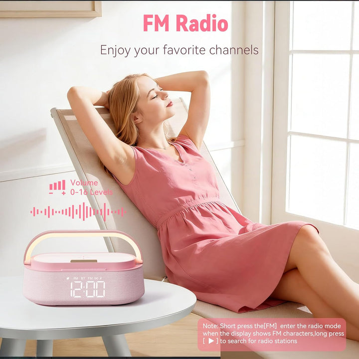 COLSUR Radiowecker Digital mit Wireless Charger, Bluetooth Lautsprecher Smart Wecker Schlummerfunkti