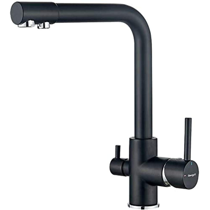 Ibergrif M22109B Spültischbatterie für Wasserfilter, 3 Wege Küchenarmatur mit hoher Auslauf 317 mm,