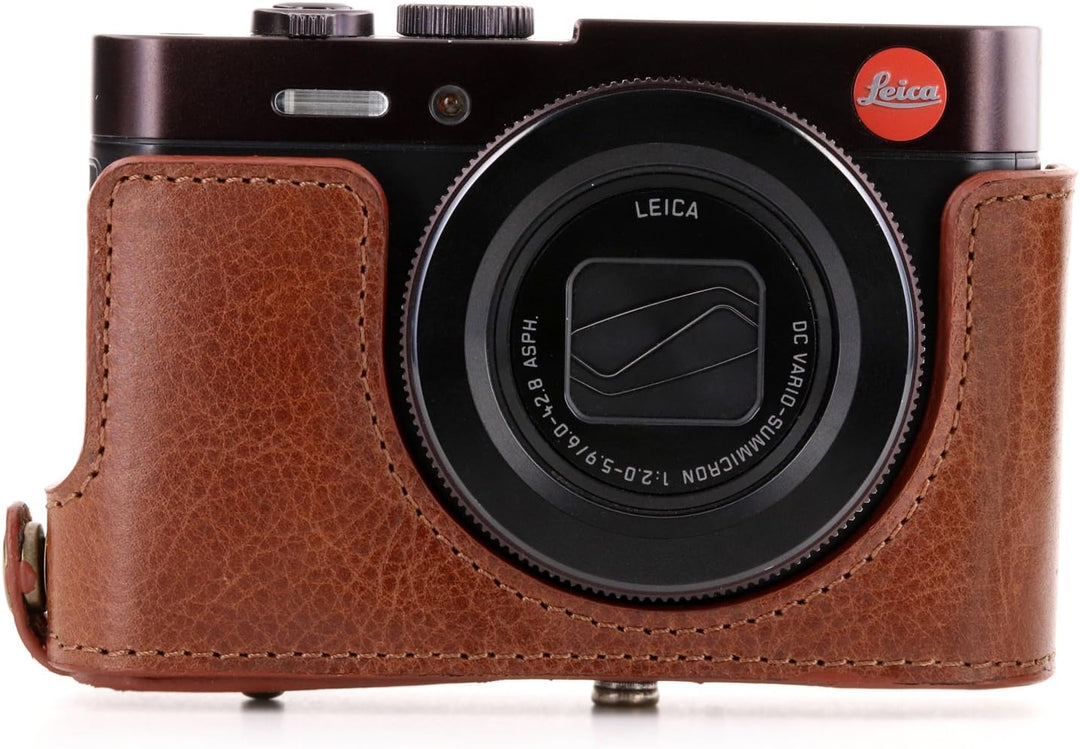 MegaGear Leica C Typ 112 Ever Ready Echtleder Kamera-Case mit Trageriemen und Batteriezugang Braun M