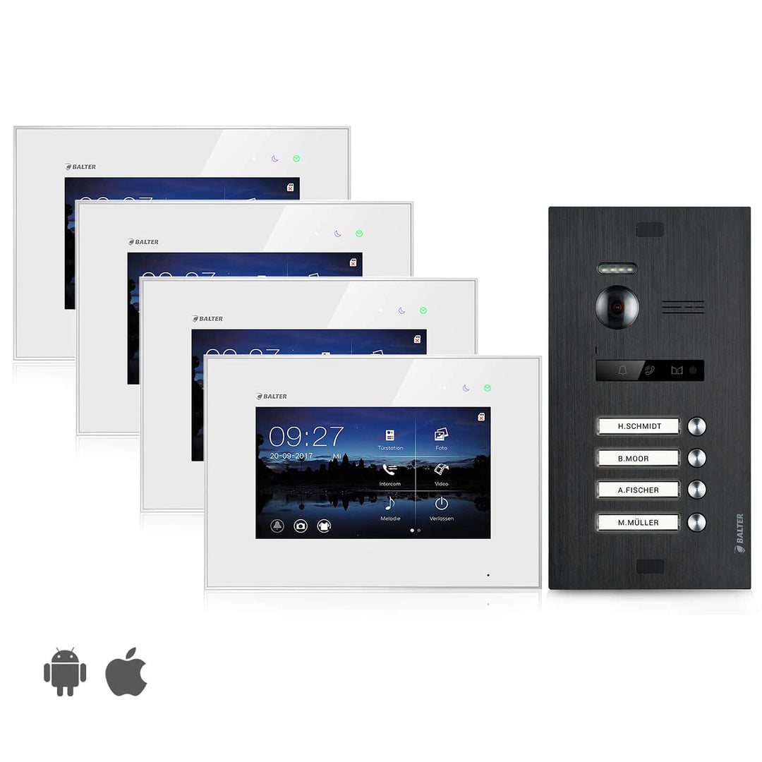 Balter EVO Video-Türsprechanlage ✓ Touchscreen 7 Zoll Monitor ✓ Türstation Schwarz ✓ Klingel ✓ 2-Dra