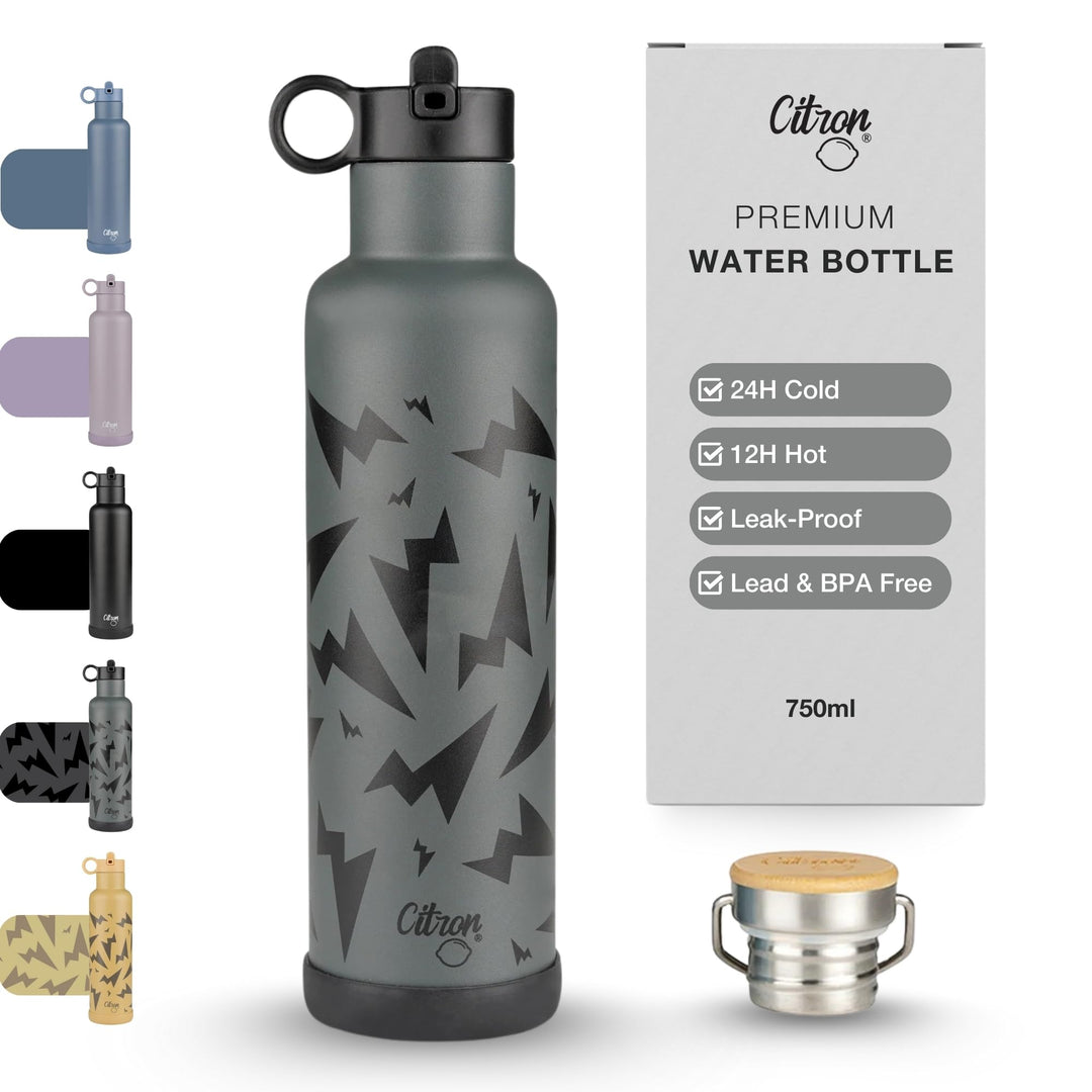 Citron - Vakuumisolierte Edelstahl-Wasserflasche, 750 ml, Thunder Black Large Thunder Black, Large T
