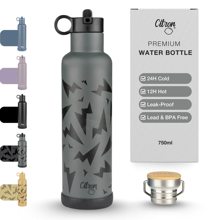 Citron - Vakuumisolierte Edelstahl-Wasserflasche, 750 ml, Thunder Black Large Thunder Black, Large T