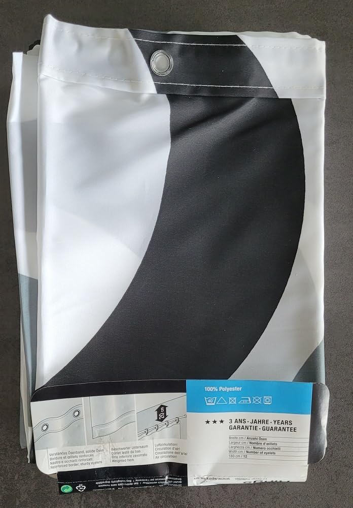 Spirella Anti-Schimmel Duschvorhang Rings Anti-Bakteriell, waschbar, wasserdicht Polyester 180x200cm