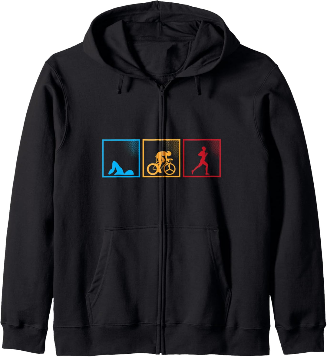 Retro Triathlon Schwimmen Radfahren Laufen Athleten Kapuzenjacke