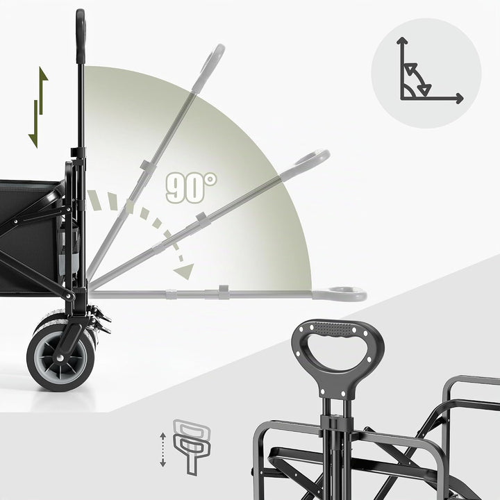 SAMAX Bollerwagen bis 200kg - 2in1 mit Bank - Faltbarer Handwagen Gartenwagen Strandwagen - Klappbar