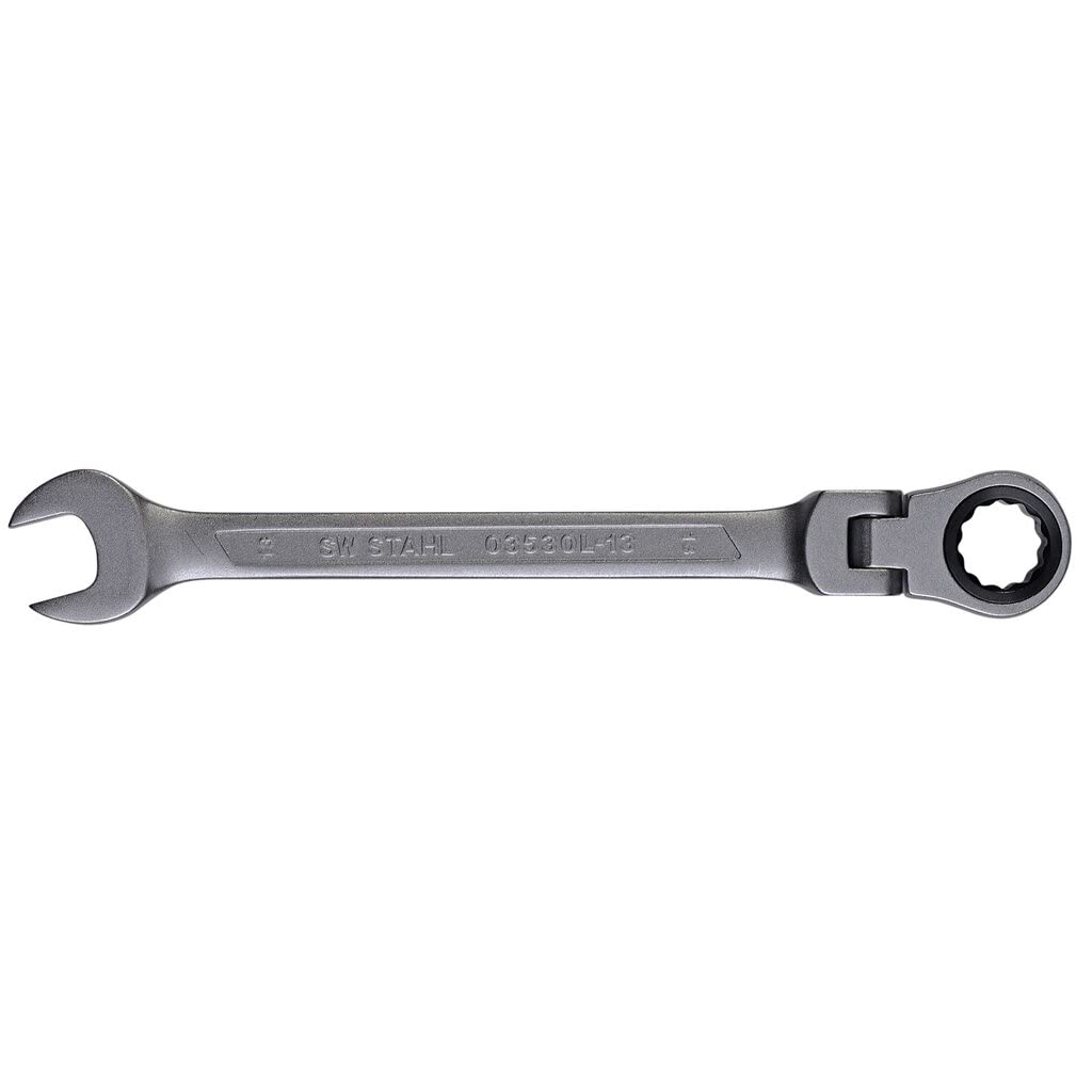 SW-Stahl 03530L-13 Gabelringratschenschlüssel 13 mm I Ringschlüssel mit Gelenk I 72 Zähne I Maulschl