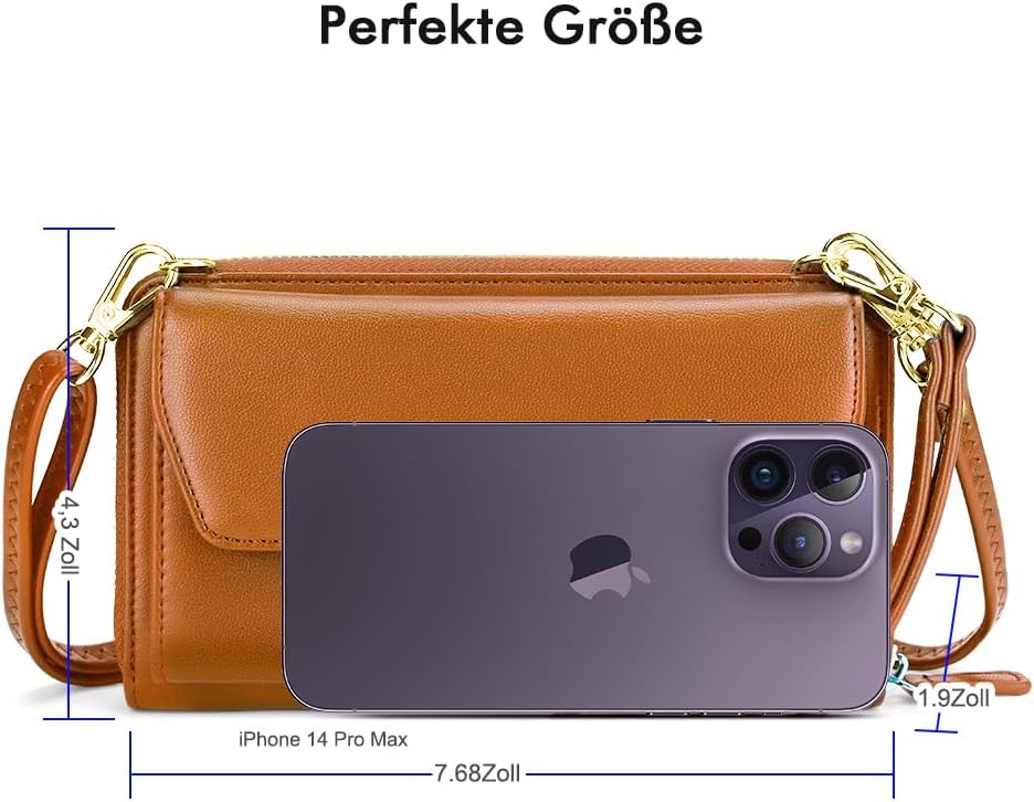 nuoku Geldbörse Damen mit RFID, Kleine Portemonnaie Damen mit Kreditkarten Etuis, Handytasche zum Um