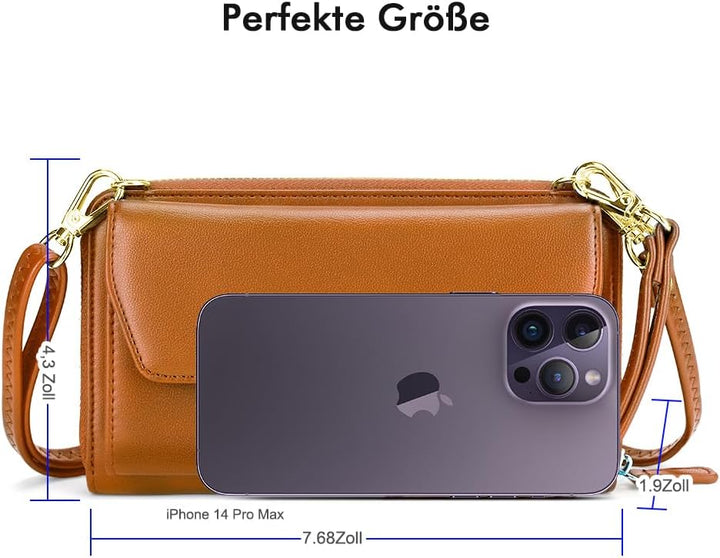 nuoku Geldbörse Damen mit RFID, Kleine Portemonnaie Damen mit Kreditkarten Etuis, Handytasche zum Um