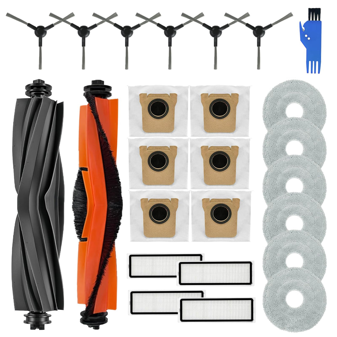 25 Stück Zubehör für Xiaomi X20 Max / X20 Pro Roboterstaubsauger Ersatzteile, 1 Hauptbürste, 1 Gummi