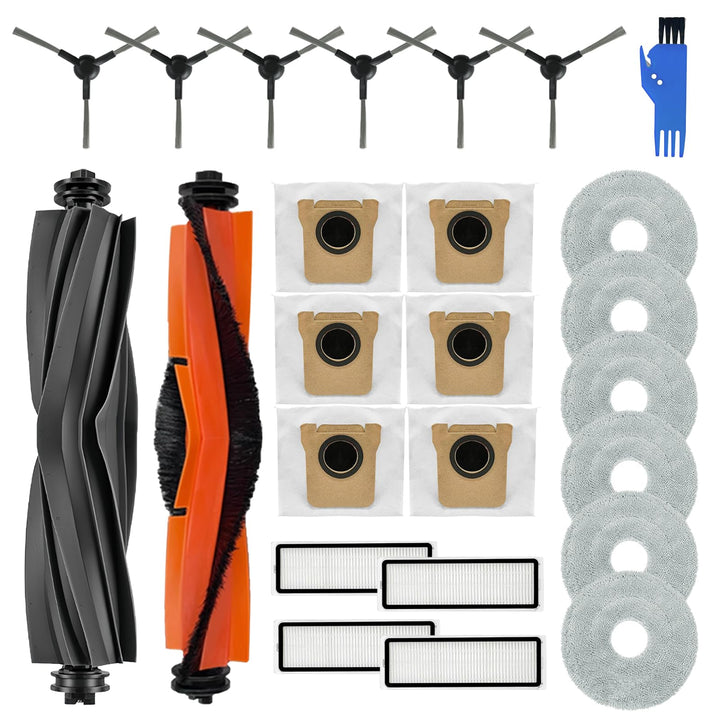 25 Stück Zubehör für Xiaomi X20 Max / X20 Pro Roboterstaubsauger Ersatzteile, 1 Hauptbürste, 1 Gummi