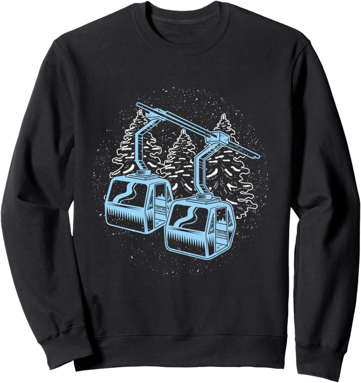 Skilift Schnee Sportler Natur Skiurlaub Ski Skifahrer Sport Sweatshirt
