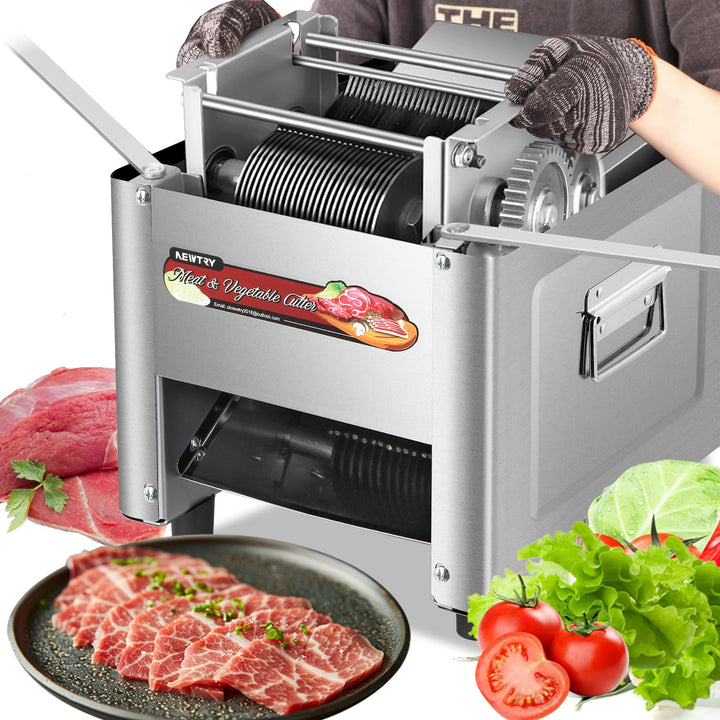 NEWTRY Kommerzielle Fleischschneidemaschine zum Schneiden, Zerteilen und Würfeln von Fleisch mit 5 m