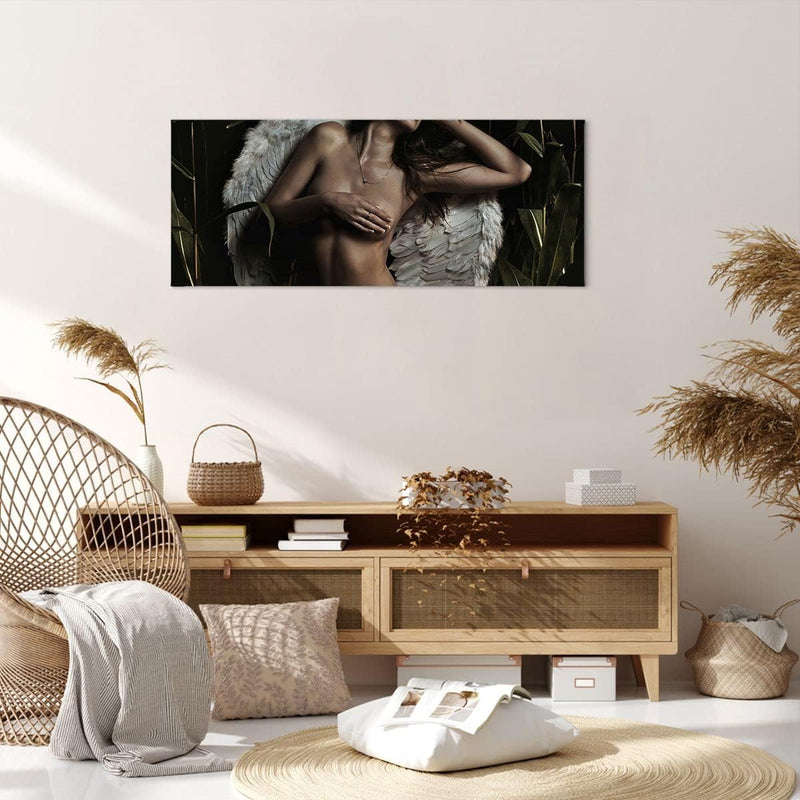 Panorama Bilder auf Leinwand 100x40cm Leinwandbild Engel Schönheit Körper Gross Wanddeko Bild Schlaf